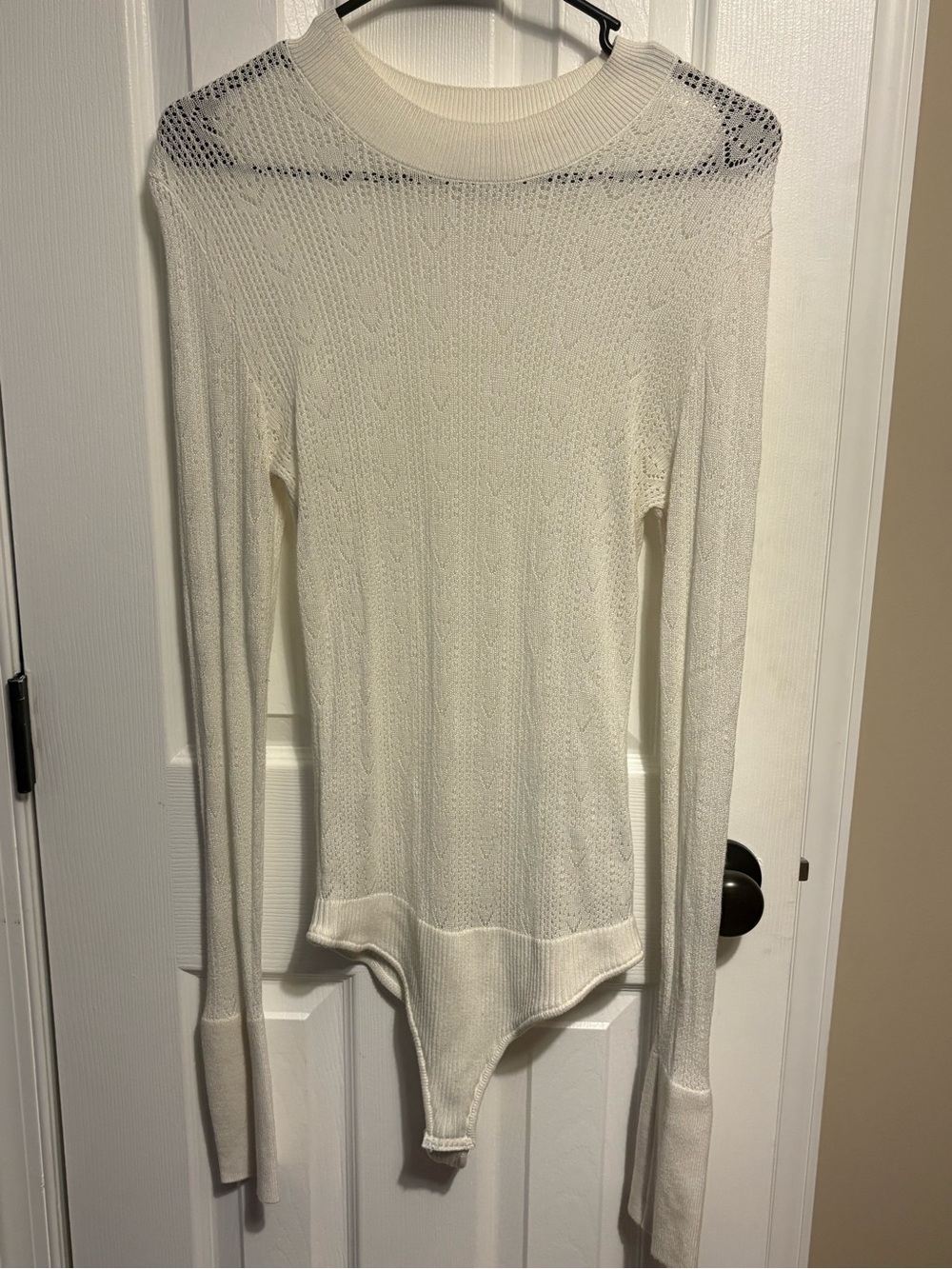 Free people  Cream Long-Sleeve Knit Bodysuit Sweater